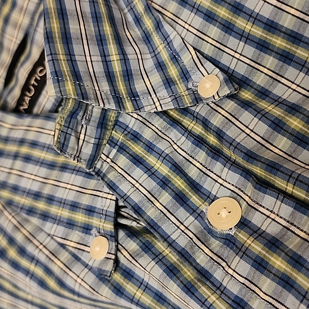Nautica Y2K Blue Plaid Short Sleeve Casual Button Down Shirt Size Large - Picture 8 of 8